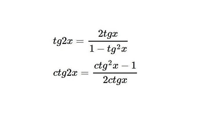 Формулы двойного угла тангенса и котангенса